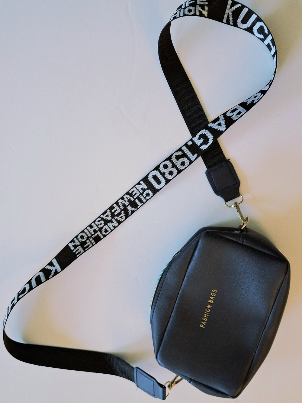 Blue Mini Crossbody Bag with Logo Strap Holigram Zipper